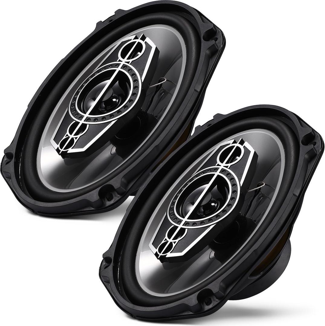 6 x 9 5-Way Car Coaxial Audio Speakers (Pair), 1000W Peak 4 Ohm Vehicle Coaxial Speaker W/PEI Dome Tweeters, Universal Car Stereo Speaker, Coaxial Tweeter Speaker Replacement (6 x 9-Inches)