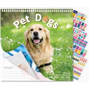 Ospelelf 2026-2027 Wall Calendar 12"X12", 18 Months Hanging Calender, Spiral Bound Dog Calendar for Easy Organizing, Use Jan 2026 - Dec 2027