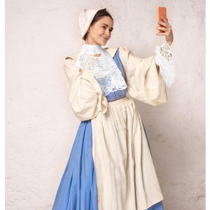 Newcotte 3 Pcs Colonial Lace Jabot Cuffs Set Pirate Costume Accessory for Women Men Victorian Colonial Costume