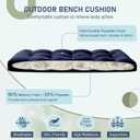 downluxe Outdoor Bench Cushion for Patio Furniture, Water Resistant Tufted Overstuffed Porch Swing Cushions, Thick Outdoor Loveseat Cushions, 44" X 19" X 5", Navy, Set of 1