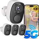 ELECCTV Upgraded 5G/2.4G WiFi Security Cameras Wireless Outdoor,2K Battery Powered Home Indoor Camera with AI Motion Detection, Siren,Color Night Vision, 2-Way Talk, IP65, Works/Alexa, Cloud/SD