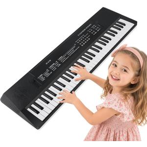 Kids Piano, 61 Keys Electronic Piano Keyboard with Microphone Musical Toy, 24.4*6.3*1.8 inch