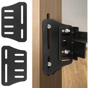 2PCS Heavy Duty Bed Frame Adapter/Connector Plate for Headboard, Adjustable Metal Frame Modification Brackets, Black (Full)