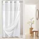 River Dream Stall Heavyweight No Hooks Required Dotted Waffle Weave Shower Curtain with Snap in Liner- 54W x 80H,Hotel Grade,Spa Like Bath Curtain,White