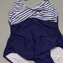 SUUKSESS Women Sexy Tummy Control One Piece Swimsuits Halter Push Up Bathing Suits (Blue, M)