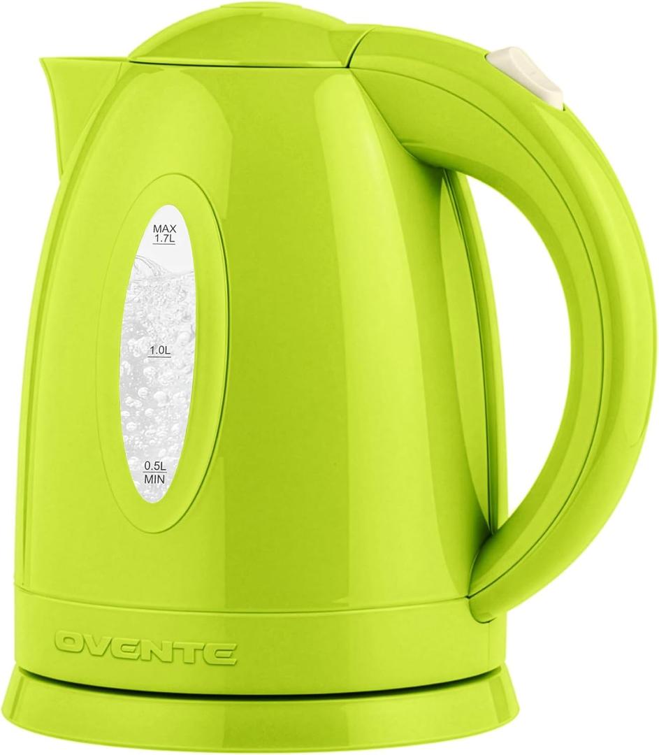 OVENTE Electric Kettle, 1.7L Fast Boiling Water Heater for Coffee or Tea, BPA Free with Water Level Gauge, Auto Shut-Off, Boil-Dry Protection, Indicator Light and Removable Filter, Green KP72G