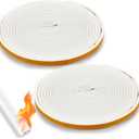 2 Rolls Adhesive Backed Fire/Smoke Gasket Seal with Groove, Flexible Silicone Gasket Smoke Seal for Door Window Fireplace Commercial Weather Stripping (0.5" W X 0.25" H X 20' L,White)