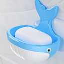 Soap Holder Shower Dish bar Wall Bathroom Shampoo Dishes Caddy Mounted Sponge Adhesive Tray Bath Shelf Draining Dishes Cute Whale Design Bathtub Kitchen Sink jabonera para bao,Light Blue