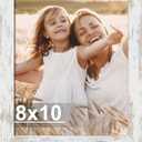 Hongkee 8x10 Picture Frame, Made of Real Glass and Wooden Frame, Horizontal and Vertical Display for Wall or Tabletop (Distressed White, 1 Pack)