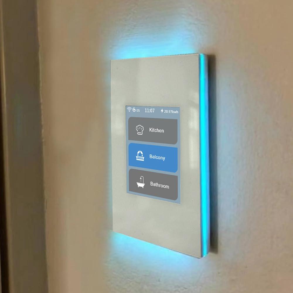 LANBON Smart Light Switch,1/2/3 Gang,3 Way for Whole House, LCD Magic Panel by WiFi Mesh Never be Offline, 2.4G Wi-Fi Smart Switch Compatible with Alexa&Google Home, Neutral Wire Required,L8-HS-White
