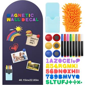 Arch Magnetic Wall Decal - 40" x 23" Matte Finish Chalkboard Sticker for Wall Graffiti,Upgraded Thickened for Home Decoration Wallpaper and Children's Game Room,School Kid's Drawing Doodle-Grey