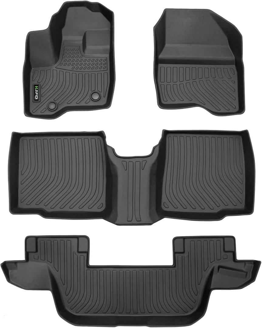 Floor Mats Custom for 2011-2014 Ford Explorer 7 Passenger Bench Seat All Weather Protection TPE Heavy Duty Non-Slip Automotive Floor Liners Fits Front& 2nd & 3rd Row Full Set Accessories, Black