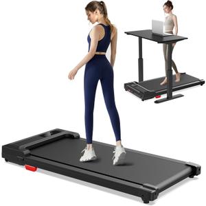 Walking Pad Treadmill for Home - Under Desk Treadmills Portable Mini Compact Walk Running Machine Pads Slim Lightweight Caminadora Elctrica para Casa Office Small Spaces with Adjustable Speed Remote (Black-Red)