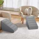 Dog Stairs for Small Dogs, Dog Ramp for Bed 15.3''H, Pet Stairs for High Bed Balanced, Non-Slip Pet Steps for Couch Indoor, Washable Cover and High-Density Shredded Foam, Dark Grey