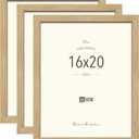 VCK 16x20 Solid Wood Poster Frames for Wall, Natural Oak Picture Frame 3 Pack, Wall Gallery Frame