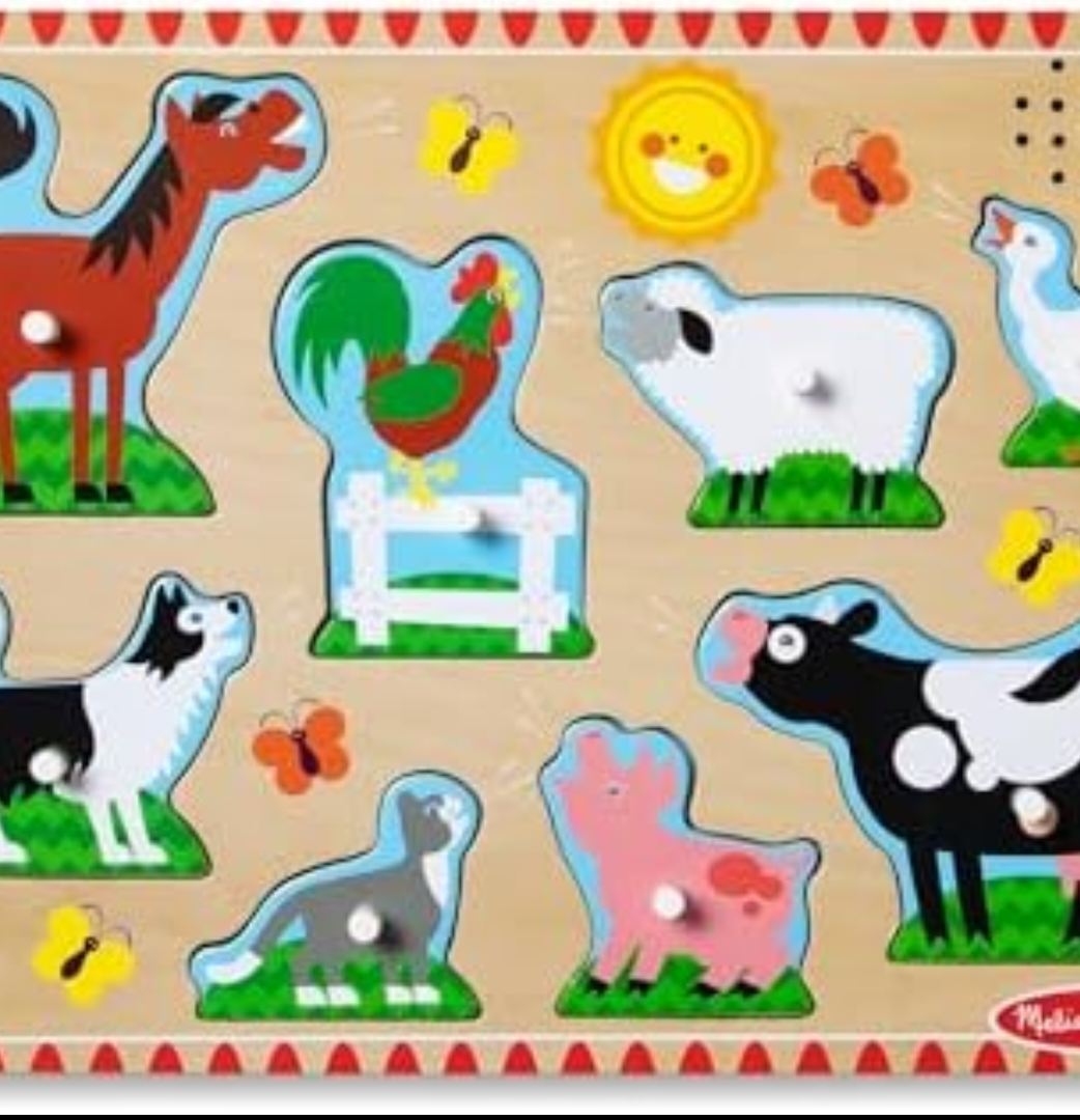 Melissa & Doug Farm Animals Sound Puzzle - Wooden Peg Puzzle with Sound Effects ( 2 Pack)