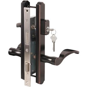 Hinged Patio Door Handle System Filled with Lever Handle Mortise Lock Set Universal Left and Right Entry Doors Handle Oil Rubbed Bronze (ORB)