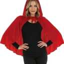 fun shack Red Cape, Red Riding Hood Cape Women, Adult Little Riding Hood Costume, Short Cloak, Womens Halloween Costumes (One Size)