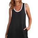 Summer Dresses for Women 2025 Casual Sleeveless Tank Dress Beach Vacation Cruise Mini Sundress with Pockets (Large)
