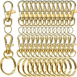 LEOBRO 60 PCS Swivel Snap Hooks and Key Rings, Keychain Clips and Key Chain Rings, Lobster Claw Clasps for Key Chains, Jewelry, Crafts, Gold