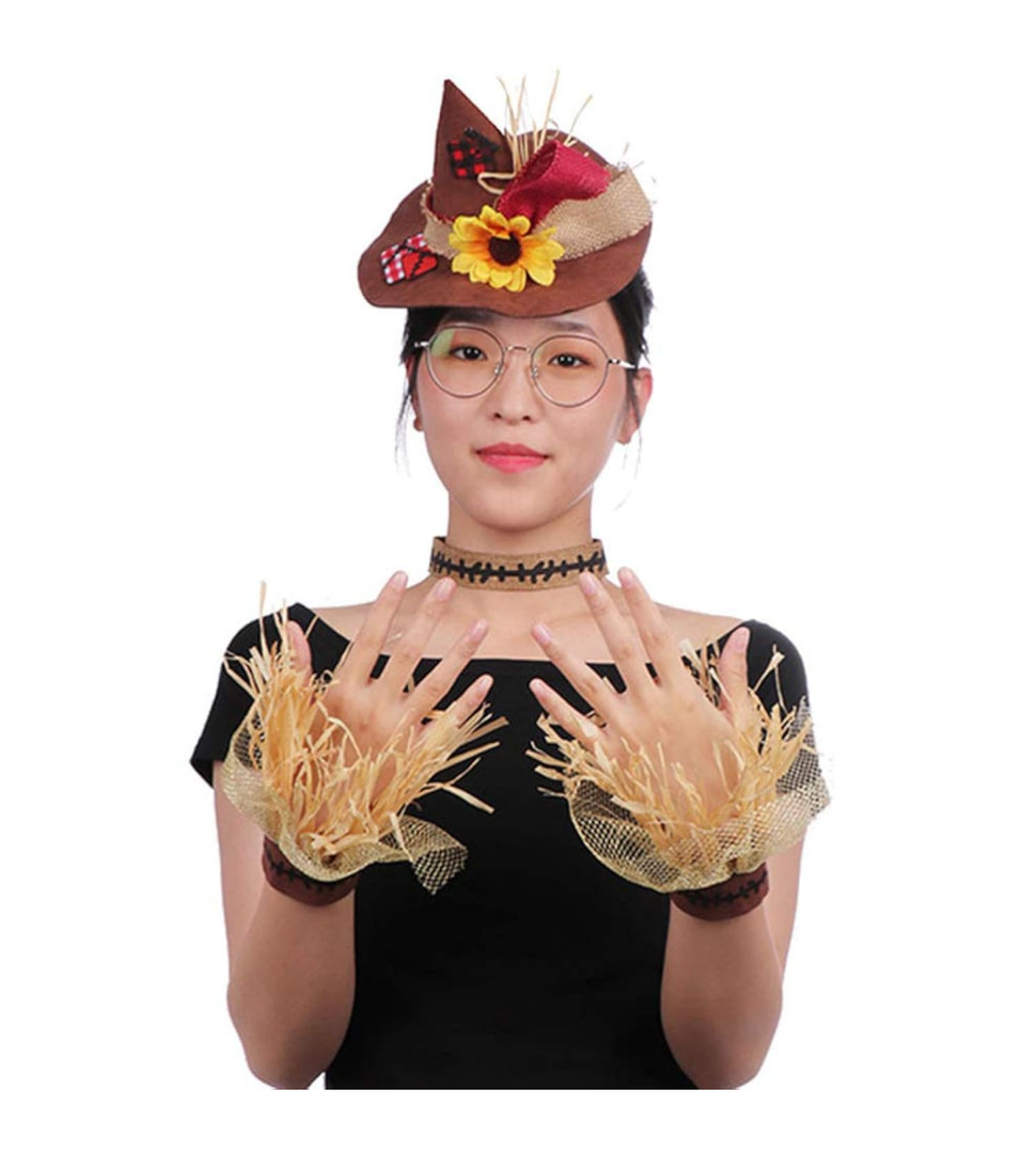 3Pcs Halloween Costume with Hat Wristband Necklace Reusable Practical Decoration Party Supplies Party Adornment