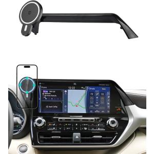 PZK Car Phone Holder for Toyota Highlander Hybrid Lmited/Platinum 2020-2024 2025 Accessories Only for 12.3-inch Screen Magnetic 15W Fast Wireless Charger Car Phone Mount (Not Fit 8-Inch L/LE/XLE)