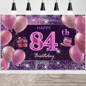 84th Birthday Decorations for Girls IMISI Happy Birthday Banner Pink Decorations for A Party Birthday Backdrop for Women