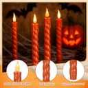 CHENGU 12 Pcs LED Taper Candles Flameless Battery Dripless Dinner Candles for Thanksgiving Day, Weddings, Church, Hanukkah, Christmas, Autumn, New Year Celebration(Spiral Orange,Spiral)