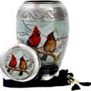 hlc Beautiful Cardinal Couple Bird Cremation Large Urn for Human Ashes - Handcrafted - Affordable Urn for Ashes (Adult (200 lbs), Urn), 10.5'' H x 6'' W x 6'' L (CFDS0012266)