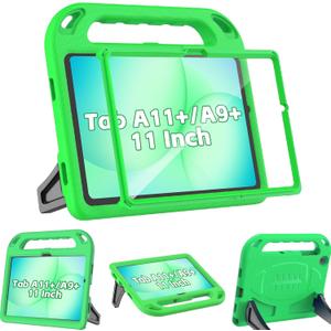 BMOUO Kids Case for Samsung Galaxy Tab A11+ Plus 11 2026/A9+ Plus 2023 11 inch Tablet, with Screen Protector, Shockproof Lightweight Stand Handle Galaxy Tab A11 Plus/A9 Plus Case for Kids, Green