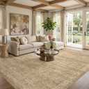 Nakagishi 9x12 Area Rugs Living Room: Washable Large Vintage Rug Neutral Non-Slip Soft Stain Resistant Indoor Carpet for Bedroom Nursery Dining Room Office Playroom - Dark Bown