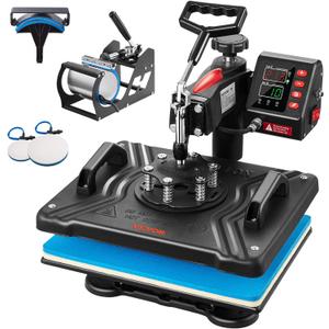 VEVOR 5 in 1 Heat Press Machine 12x15 Inch, 360 Swing Away Shirt Press Machine - Digital Professional Heat Transfer Tshirt Press Machine, Sublimation Heat Press for T Shirts Hat Cap Mug Plate