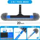 TidyMister 20'' 2 in 1 Pool Brush Head Cobweb Duster Heavy Duty Pool Cleaning Detachable Round Brush with EZ Clip & Wavy Nylon Bristles for Inground Pool & Above-Ground Pool (Without Pole)