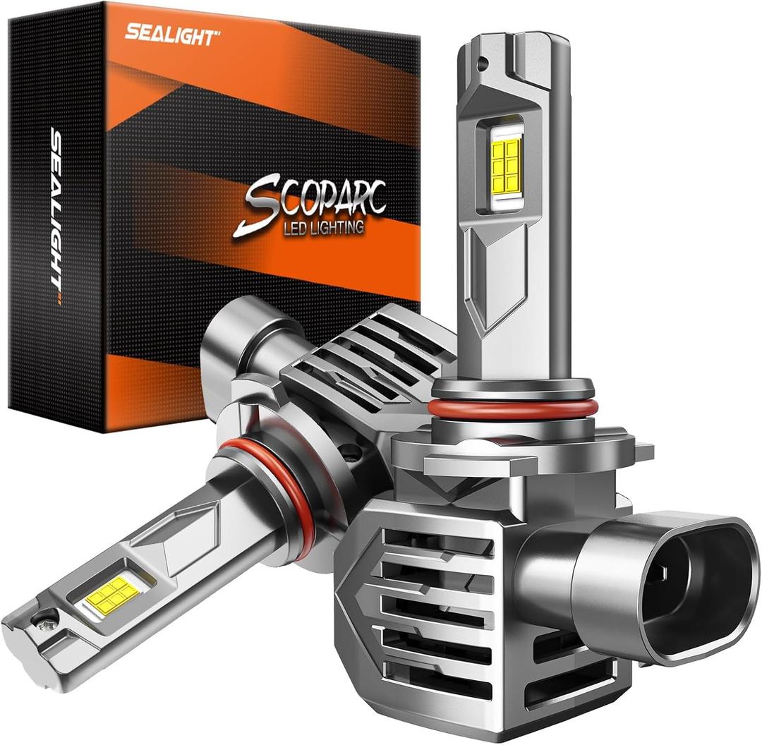 SEALIGHT Brightest Bulbs 60000Hrs Lifespan for ATVs & Powersports Wireless with Cooling Fan, Diamond White 60000LM Output, 1:1 Size Plug-N-Play, Pack of 2