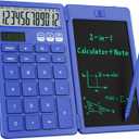 Desk Calculator with Erasable LCD Notepad Calculators ROATEE Desktop Basic Calculators for Middle School Cute Pocket Solar Calculator Office Desk Accessories Supplies Home Office Essential Big Button (Blue)