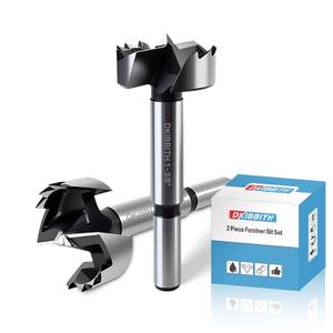 DKIBBITH 2-Pack 1-3/8 inch Forstner Drill Bits for Wood - Ideal for Fine Woodworking on Hardwoods, Plywood, Plastic.