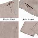 Runcati Mens Casual Pants Drawstring Elastic Waist Lightweight Cropped Linen Pants Summer Yoga Beach Trousers (Small, Khaki)