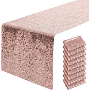 10 Packs 12 x 72 inches Rose Gold Sequin Table Runner, Glitter Runner for Birthday Party Supplies Decorations Wedding Bachelorette Holiday Celebration Bridal Shower Baby Shower