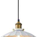 White Pendant Lights, Modern Hanging Lamp with 9.8 Inch Industrial Shade for Kitchen Island, Farmhouse Pendant Lights Kitchen Island 6.5Ft Adjustable Cord Pendant Light Fixtures, 250mm Hardwired