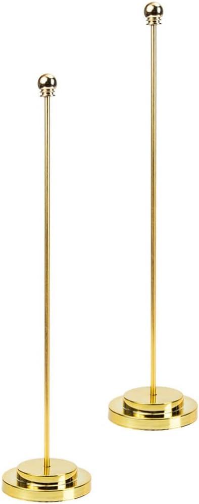 VANZACK Office Desk Flag Holder Desktop Flag Stand Flag Pole Stainless Steel Small Table Flag Stands Base, 2 Pieces (Gold)