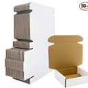 5x5x1.5 inch White Shipping Boxes 50 Pack, Small Corrugated Cardboard Mailer Boxes Bulk for Packaging Business Mailing Gift，Mini Mailer Boxes for Packaging Supplies Business Present
