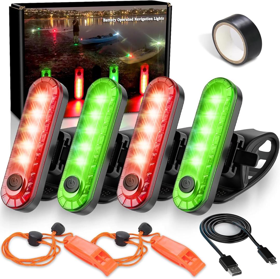 Kayak Navigation Lights Battery Operated, Battery Boat Navigation Lights, Waterproof Kayak Lights for Night Kayaking, Marine Safety Lights for Paddle Board, Pontoon Boat, Dinghy