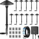 ZZXX All-in-One Low Voltage Landscape Lighting Kit 12-Pathway Lights with 96W Transformer, 5W LED Landscape Lighting Low Voltage 12-24V,IP66 Waterproof Outdoor Lights 2700K for Yard Patio Walkway
