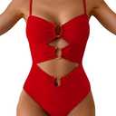Eomenie Womens Cutout One Piece Swimsuit with Ring Linked Sexy Monokini Bathing Suit for Beach Vacation, Size M
