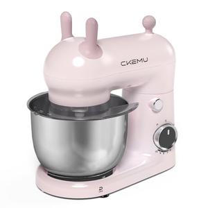CKEMU Stand Mixer, Compact & Space-Saving, Stainless Steel Bowl, Unique & Playful Design, Effcient 300W Motor, Dishwasher-Safe Attachments, SM-2549A (Pink)