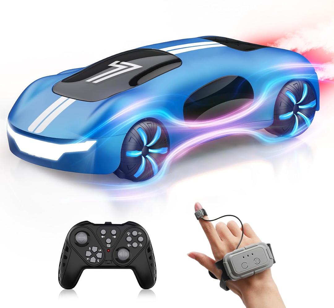 Gesture Sensing Remote Control Car, Drift RC Stunt Car with Light Spray & Sound, 2.4GHz Hobby RC Cars Toy for Kids, 360 Rotate, Birthday Gifts for Boys Girls 4-12 (Blue)