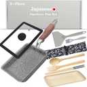 9Pcs Tamagoyaki Pan Set, Japanese Omelette Pan Nonstick with Lid, Square Japanese Egg Skillet Rectangle 7"x5" Grey