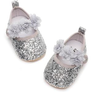 HONGTEYA Infant Baby Girls Mary Jane Flats Non Slip for Toddler First Walkers Soft Sole PU Leather Crib Shoes Sneaker Wedding Party Christmas Princess Dress Shoes Baby Moccasins Girls