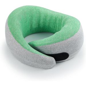 Travel Neck Pillow for Airplanes, Premium Memory Foam Neck Pillow with Ergonomic 360 Support, Travel Essentials for Plane, Car, Train and Home, Light Green (Medium)