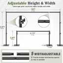 Square Backdrop Stand 6.5x10ft, Heavy-Duty Pipe Drape with Flat Metal Base, 10x6.5 ft